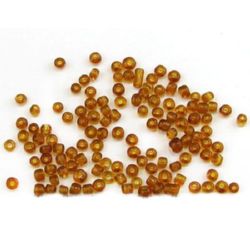 Γυάλινες χάντρες seed 3 mm διαφανές καφέ -50 γραμμάρια