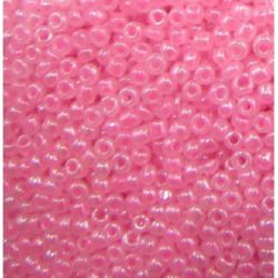 Margele de sticlă 2 mm Ceylon roz -50 grame