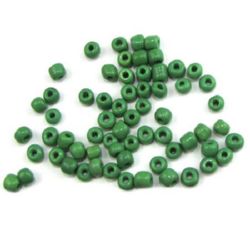 Glass beads 4 mm thick dark green -50 grams