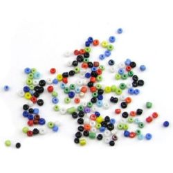  Γυάλινες χάντρες seed   2 mm διάφορων χρώματων -50 γραμμάρια