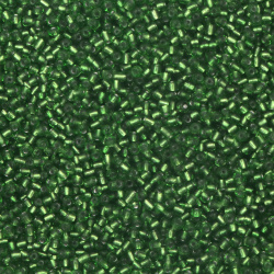 Γυάλινες χάντρες seed 3 mm πράσινο με βασή ασημί 2 -50 γραμμάρια