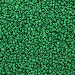 Γυάλινες χάντρες seed   πάχους 3 mm σκούρο πράσινο -50 γραμμάρια