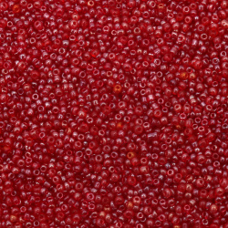 Γυάλινες χάντρες seed 2 mm διαφανές περλέ κόκκινο -50 γραμμάρια