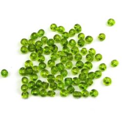 Transparent small glass beads 4 mm green 1 -50 grams