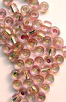 Transparent small glass beads4 mm silver thread pink 1 -50 grams