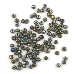 Γυάλινες χάντρες  seed γραφίτης ίριδας 4 mm -50 γραμμάρια