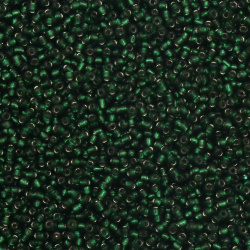 Γυάλινες χάντρες  seed 2 mm ασημένιες βασή πράσινο 3 -50 γραμμάρια