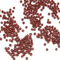 Γυάλινες χάντρες  seed πάχους 2 mm καφέ -50 γραμμάρια