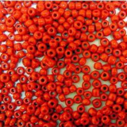 Γυάλινες χάντρες  seed 4 mm κόκκινο -50 γραμμάρια
