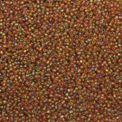 Γυάλινες χάντρες seed 2 mm διαφανές rainbow καφέ -50 γραμμάρια