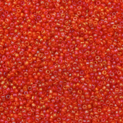 Γυάλινες χάντρες  seed 2 mm διαφανές με βασή πορτοκαλί -50 γραμμάρια