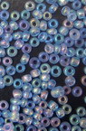 Margele de sticlă 2 mm  transparent curcubeu albastru 2 -50 grame