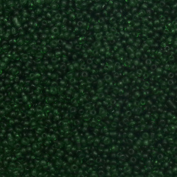 Γυάλινες χάντρες seed 3 mm διαφανές πράσινο 1 -50 γραμμάρια