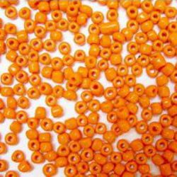 Margele de sticlă de 3 mm solida  portocaliu -50 grame