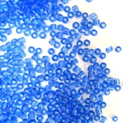 Γυάλινες χάντρες seed 2 mm διαφανές μπλε 2 -50 γραμμάρια