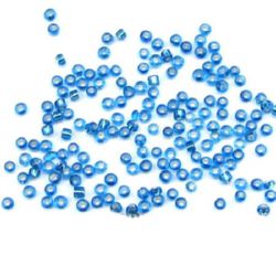 Transparent glass beads 2 mm silver thread blue 2 -50 grams