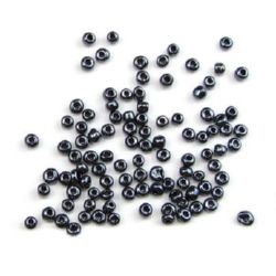 Γυάλινες χάντρες seed πάχους 3 mm γραφίτη μαργαριτάρι -50 γραμμάρια