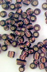 Γυάλινες χάντρες  seed ί 3 mm ασημί με βασή σκούρο μωβ -50 γραμμάρια