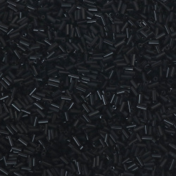 Мъниста стъклена пръчица 5 мм плътна черна -50 грама