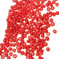 Margele de sticlă 2 mm roșu solida -50 grame