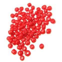 Glass beads 4 mm solid red -50 grams