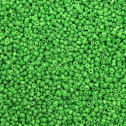 Γυάλινες χάντρες seed  πάχους 2 mm πράσινο ανοιχτο -50 γραμμάρια