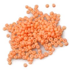 Tiny Glass Round Opaque Beads, Pastel Orange, 2 mm, 50 grams
