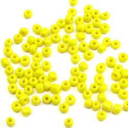 Glass beads 4 mm thick yellow 2 -50 grams