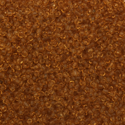 Γυάλινες χάντρες seed 3 mm διαφανές σκούρα καραμέλα -50 γραμμάρια