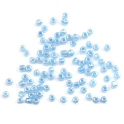 Glass beads 3 mm Ceylon blue -50 grams