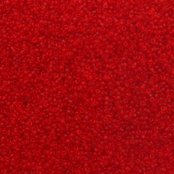 Margele de sticlă 2 mm roșu transparent -50 grame