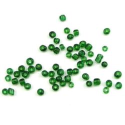 Γυάλινες χάντρες seed 4 mm διάφανες πράσινες 2 -50 γραμμάρια