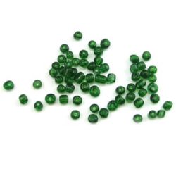 Margele de sticlă 4 mm solida verde transparent 1 -50 grame