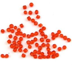 Γυάλινες χάντρες seed 4 mm διαφανές πορτοκαλί -50 γραμμάρια