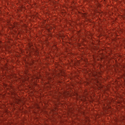Γυάλινες χάντρες seed 2 mm διαφανές σκούρο πορτοκαλί -50 γραμμάρια