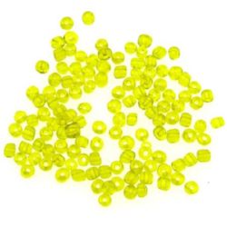 Γυάλινες χάντρες seed 4 mm διαφανές κίτρινο -50 γραμμάρια
