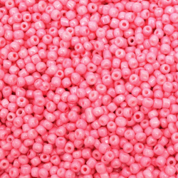 Glass beads 4 mm thick pink mother-of-pearl -50 grams