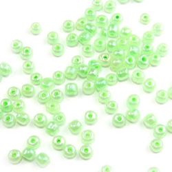 Glass beads 4 mm Ceylon green -50 grams