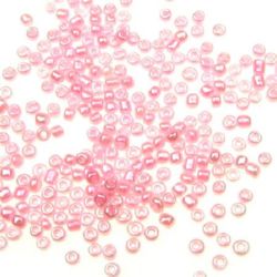 Мъниста стъклена 3 мм цейлон розова светла -50 грама