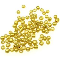 Margele de sticlă 4 mm pictat galben -50 grame