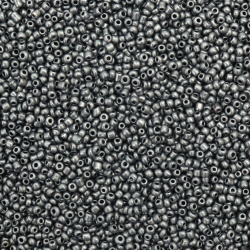 Matte Glass Seed Beads, Painted, Silver, 2 mm, 50 grams