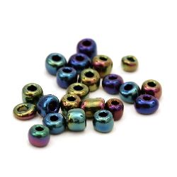 Tiny Glass Beads with Мetallic Luster, Iris, 4 mm, 50 grams