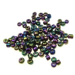 Glass Small Beads with Metallic Luster, Purple Iris, 4 mm, 50 grams