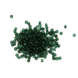 Transparent Frosted Round Tiny Glass Beads, Dark Green, 3x2 mm, 50 grams