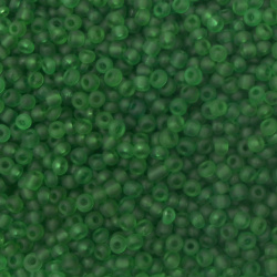 Glass Seed Beads / 4 mm /  Frosted Dark Green - 50 grams