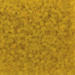 Мъниста стъклена 4 мм матирана жълта -50 грама