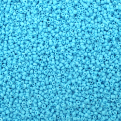 Glass Beads, 2mm, Dense, Matte Blue - 50 Grams