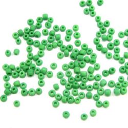 Γυάλινες χάντρες seed 3 mm ματ σκούρο πράσινο -50 γραμμάρια