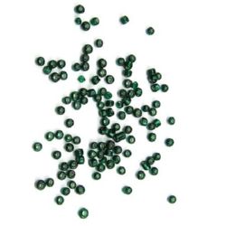 Margele de sticlă 3 mm fir argintiu verde închis -50 grame