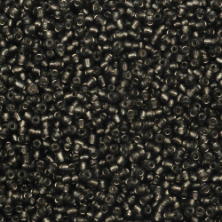Γυάλινες χάντρες   seed 3 mm ασημένιες με βασή γκρι -50 γραμμάρια